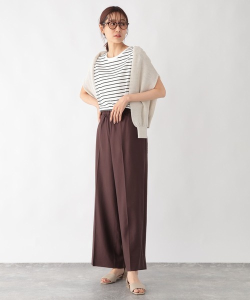 GLOBAL WORK(グローバルワーク)の「リラックススマートワイドパンツ/103698(その他パンツ・レディース・カーキ系6/ダークブラウン/グレイッシュベージュ/スミクロ・L/M)」の10枚目の写真