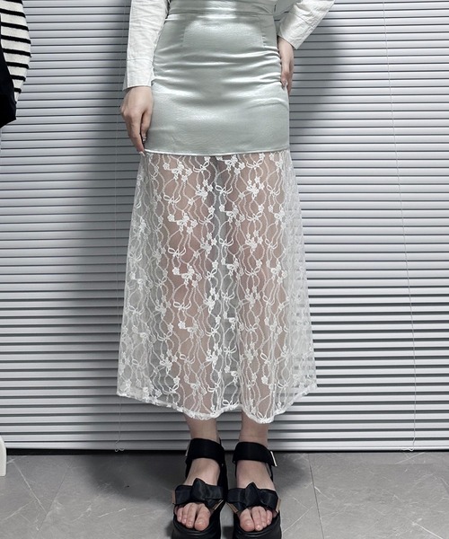 フェイクレザードッキングレーススカート（スカート）｜ROOPTOKYO