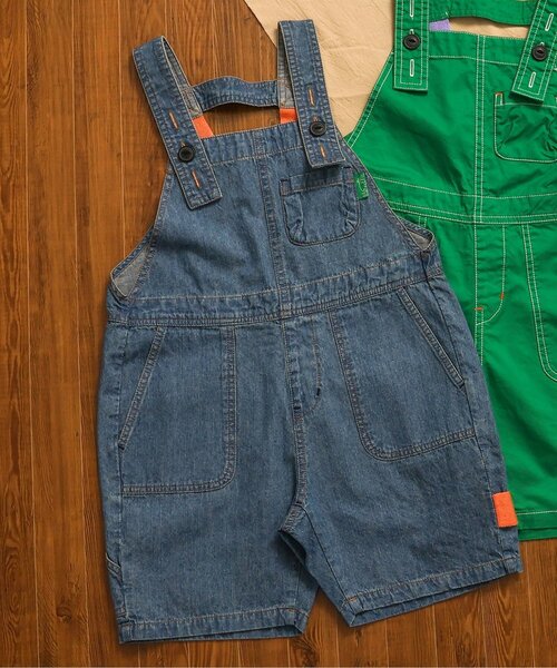 BREEZE(ブリーズ)の「ショートサロペット(サロペット/オーバーオール・キッズ・インディゴブルー/グリーン・120/110/100/90/80)」の2枚目の写真