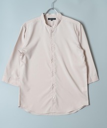 日本製 接触冷感 リサイクル ポリエステル バンド カラー 七分袖 シャツ(GW)