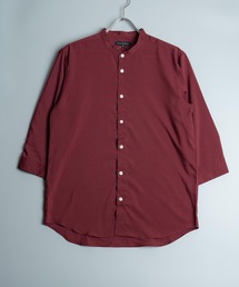 日本製 接触冷感 リサイクル ポリエステル バンド カラー 七分袖 シャツ(GW)