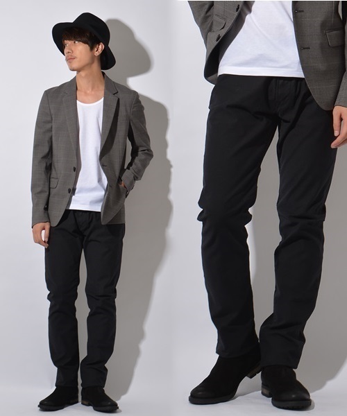 SHIPS JET BLUE（シップスジェットブルー）の「SHIPS JET BLUE(シップス ジェットブルー): バックサテン カラースキニーパンツ■（その他パンツ・メンズ・ネイビー/ブラック/カーキ/オリーブ/ナチュラル・MEDIUM/SMALL/LARGE）」の2枚目の写真