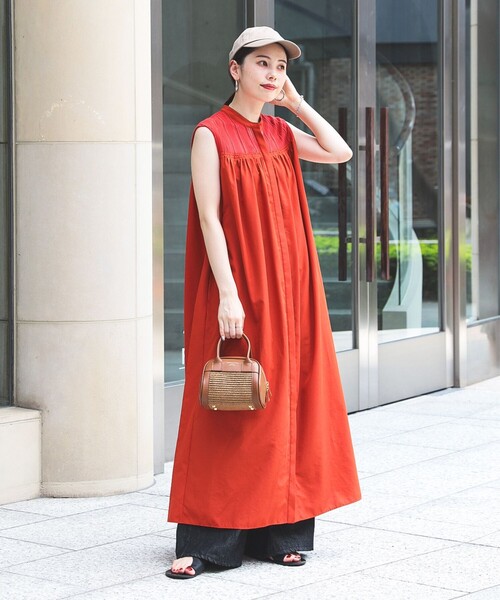 Demi-Luxe BEAMS / フロントタック ワンピース レッド Demi-Luxe BEAMS - Demi-Luxe BEAMS / フロントタック