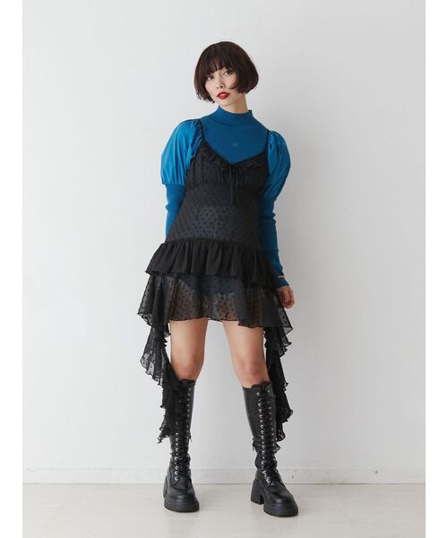 jouetie（ジュエティ）の「ドレープフリルシアーキャミワンピース（ワンピース・レディース・ピンク/ブラック/オフホワイト・MEDIUM）」の16枚目の写真