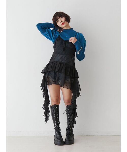 jouetie（ジュエティ）の「ドレープフリルシアーキャミワンピース（ワンピース・レディース・ピンク/ブラック/オフホワイト・MEDIUM）」の17枚目の写真