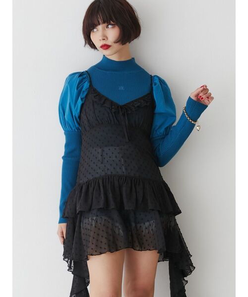 jouetie（ジュエティ）の「ドレープフリルシアーキャミワンピース（ワンピース・レディース・ピンク/ブラック/オフホワイト・MEDIUM）」の19枚目の写真