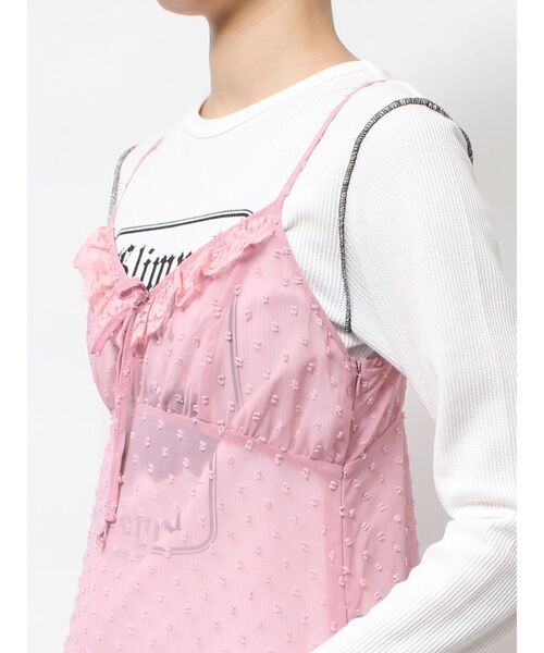 jouetie（ジュエティ）の「ドレープフリルシアーキャミワンピース（ワンピース・レディース・ピンク/ブラック/オフホワイト・MEDIUM）」の5枚目の写真