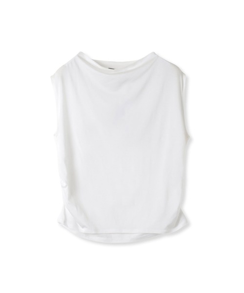 la.f…(ラエフ)の「サイドシャーリングTシャツ≪手洗い可能≫(Tシャツ/カットソー・レディース・ブラック/オフホワイト/カーキ・9号)」の1枚目の写真