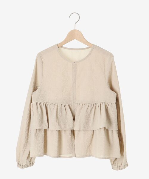 le.coeur blanc（ルクールブラン）の「《手洗い可能》カラミタンブラーフリルブラウスブルゾン（ブルゾン・レディース・ブラック/ベージュ・38）」の6枚目の写真