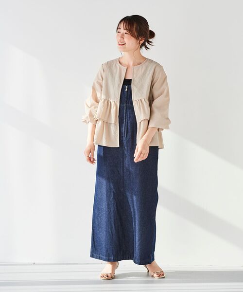 le.coeur blanc（ルクールブラン）の「《手洗い可能》カラミタンブラーフリルブラウスブルゾン（ブルゾン・レディース・ブラック/ベージュ・38）」の20枚目の写真