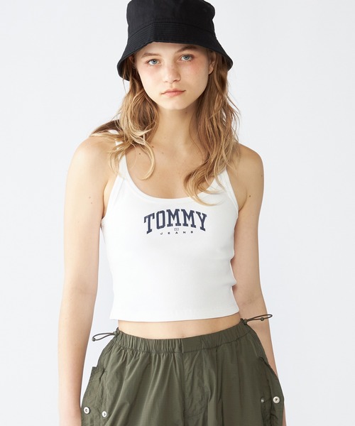 TOMMY HILFIGER(トミーヒルフィガー)の「【NET ViVi掲載】クロップドバーシティタンクトップ(タンクトップ・レディース・ホワイト/ネイビー・SMALL/X-SMALL)」の4枚目の写真