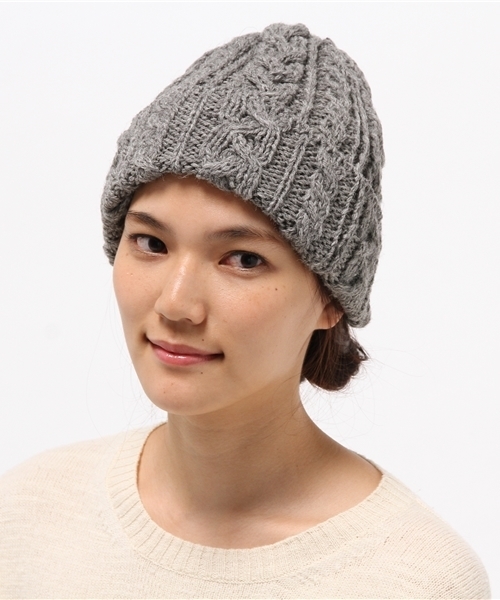 HIGHLAND 2000（ハイランドトゥーサウザンド）の「HIGHLAND2000ニットキャップ/204-HL2-016（ニットキャップ/ビーニー・レディース・グレー/ライトベージュ・FREE）」の5枚目の写真