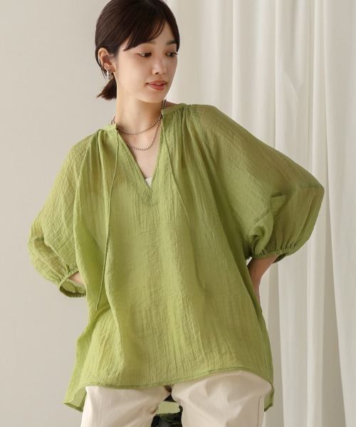 Bou Jeloud（ブージュルード）の「シワ加工シアーチュニック（チュニック・レディース・ホワイト/ブラウン/ピンク/グリーン・38）」の3枚目の写真