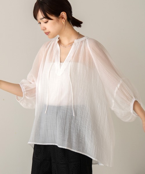 Bou Jeloud（ブージュルード）の「シワ加工シアーチュニック（チュニック・レディース・ホワイト/ブラウン/ピンク/グリーン・38）」の5枚目の写真