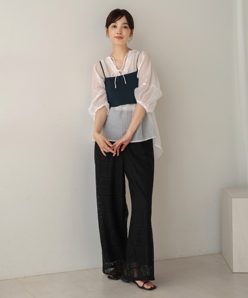 Bou Jeloud（ブージュルード）の「シワ加工シアーチュニック（チュニック・レディース・ホワイト/ブラウン/ピンク/グリーン・38）」の6枚目の写真