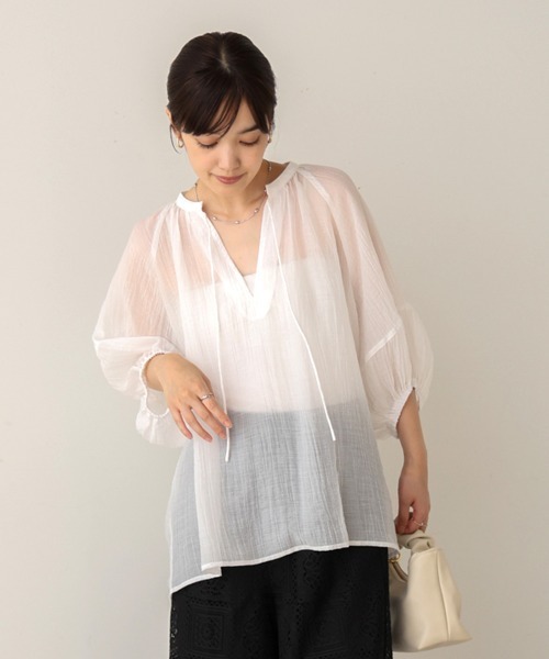 Bou Jeloud（ブージュルード）の「シワ加工シアーチュニック（チュニック・レディース・ホワイト/ブラウン/ピンク/グリーン・38）」の7枚目の写真