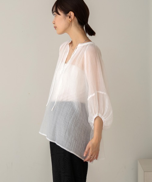 Bou Jeloud（ブージュルード）の「シワ加工シアーチュニック（チュニック・レディース・ホワイト/ブラウン/ピンク/グリーン・38）」の9枚目の写真