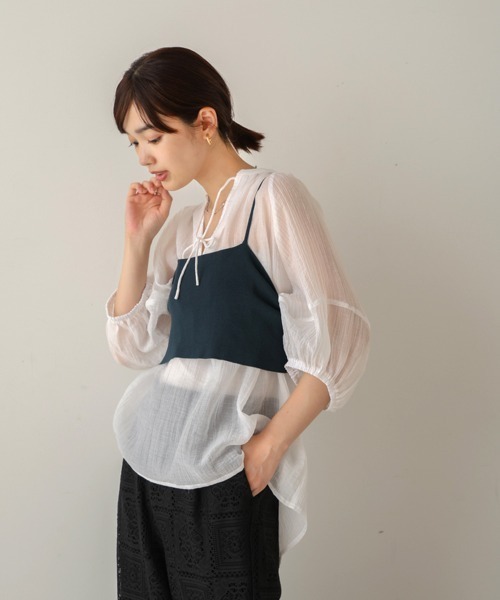 Bou Jeloud（ブージュルード）の「シワ加工シアーチュニック（チュニック・レディース・ホワイト/ブラウン/ピンク/グリーン・38）」の10枚目の写真