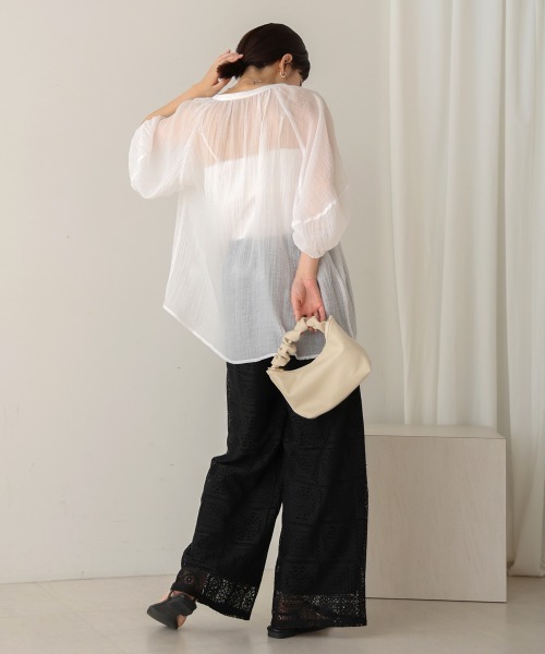 Bou Jeloud（ブージュルード）の「シワ加工シアーチュニック（チュニック・レディース・ホワイト/ブラウン/ピンク/グリーン・38）」の11枚目の写真