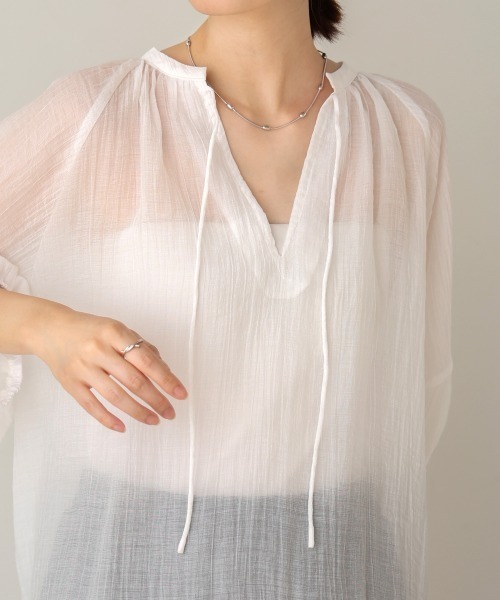 Bou Jeloud（ブージュルード）の「シワ加工シアーチュニック（チュニック・レディース・ホワイト/ブラウン/ピンク/グリーン・38）」の14枚目の写真