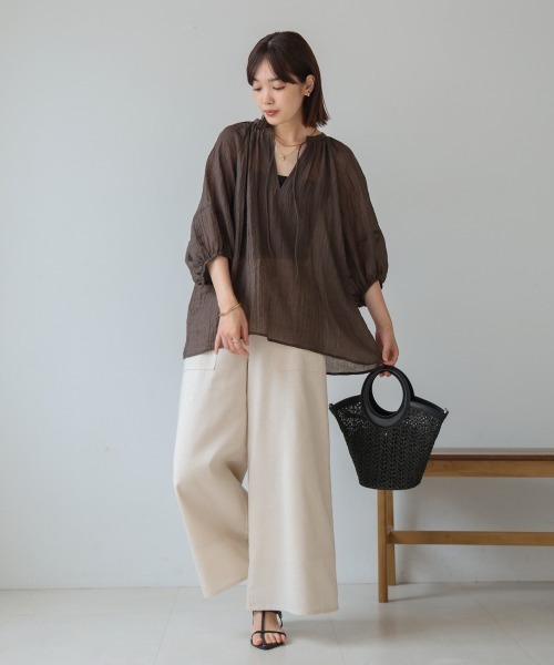 Bou Jeloud（ブージュルード）の「シワ加工シアーチュニック（チュニック・レディース・ホワイト/ブラウン/ピンク/グリーン・38）」の17枚目の写真