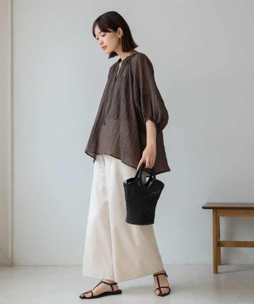 Bou Jeloud（ブージュルード）の「シワ加工シアーチュニック（チュニック・レディース・ホワイト/ブラウン/ピンク/グリーン・38）」の19枚目の写真