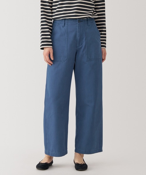 無印良品（ムジルシリョウヒン）の「婦人　洗いざらし　ヘリンボーンベイカーパンツ（その他パンツ・レディース・ブルー/アイボリー/カーキ系・S/M/L/XL）」の3枚目の写真