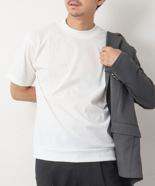 NOLLEY’S（ノーリーズ）の「《ビジカジ対応》吸水速乾カノコ ドレスTシャツ（Tシャツ/カットソー・メンズ・ホワイト/ネイビー/サックスブルー/ブラック/グレイッシュベージュ・M/L/S/XL）」の2枚目の写真