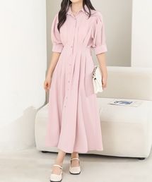 パフスリーブ」に該当するワンピース（ピンク/桃色系）ファッション