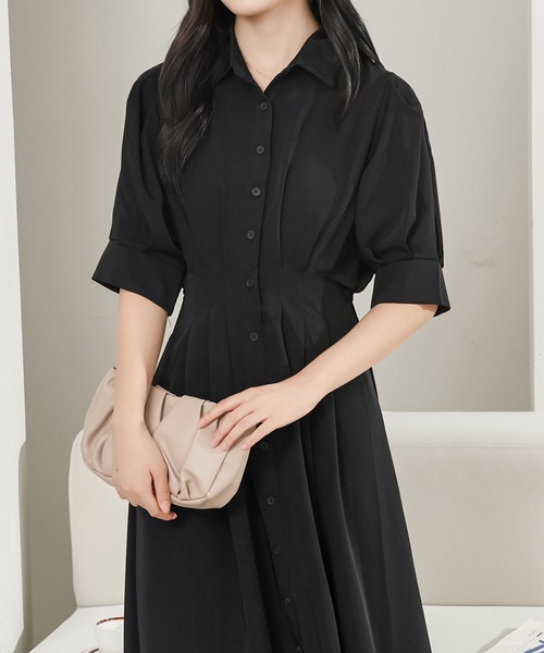 Lace Ladies（レースレディース）の「バックレースアップ パフスリーブ ロング シャツ ワンピース（ワンピース・レディース・アイボリー/ピンク/ブラック・S/FREE）」の8枚目の写真