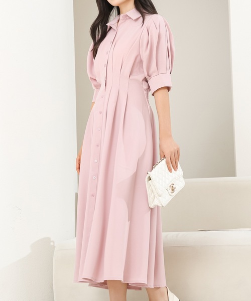 Lace Ladies（レースレディース）の「バックレースアップ パフスリーブ ロング シャツ ワンピース（ワンピース・レディース・アイボリー/ピンク/ブラック・S/FREE）」の5枚目の写真