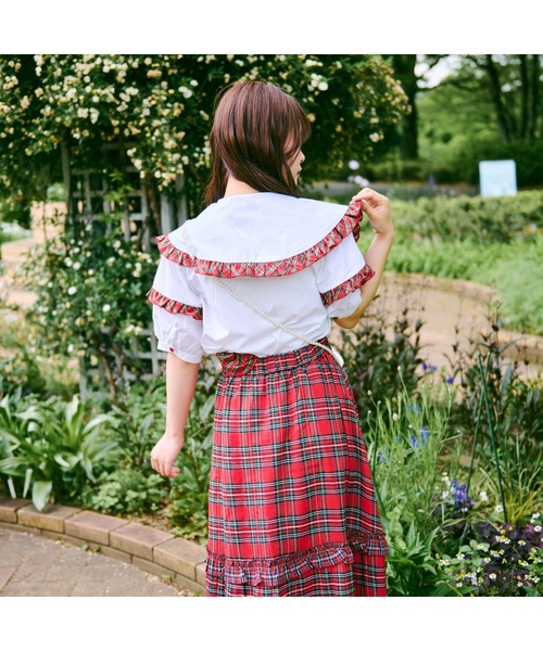 セール】【クティールとレトロ】チェックフリルブラウス（シャツ