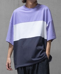 【40I】 USAコットン 配色切替 ビッグシルエット 半袖Tシャツ