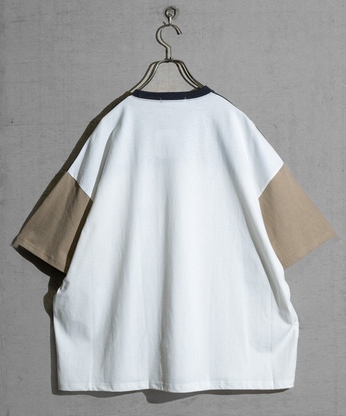 JOHN'S CLOSET（ジョンズクローゼット）の「【40I】 USAコットン 配色切替 ビッグシルエット 半袖Tシャツ（Tシャツ/カットソー・メンズ・ブラック系1/ブラック系3/ベージュ系2/グリーン系2/パープル系1/ブラック系2/ベージュ系1/グリーン系1/グリーン系3/パープル系2/ブラウン系1/ブラウン系2・LARGE/X-LARGE/MEDIUM）」の19枚目の写真