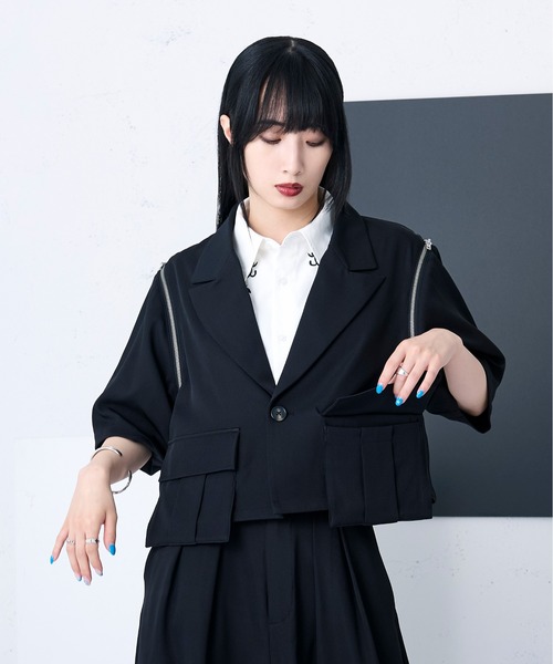 Ellno Loset（エルノロゼット）の「2WAYジップショートジャケット/SET UP対応（テーラードジャケット・メンズ・ブラック・LARGE/SMALL/X-SMALL/MEDIUM）」の18枚目の写真