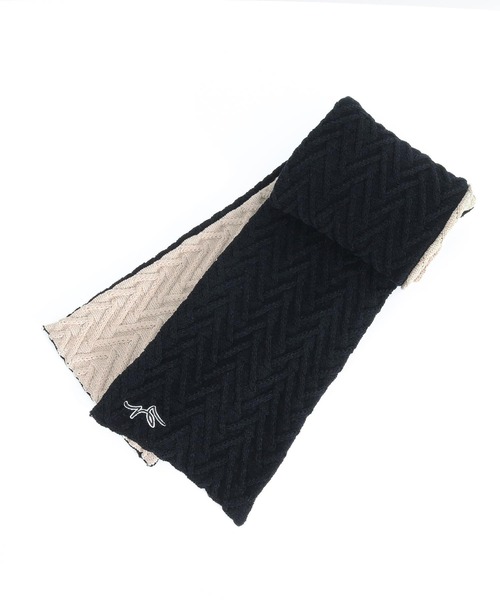 CALL&RESPONSE(コールアンドレスポンス)の「mko12157-ヘリンボーン-ニットマフラー-サイセンタク(マフラー・メンズ・ブラック×ベージュ・FREE)」の8枚目の写真