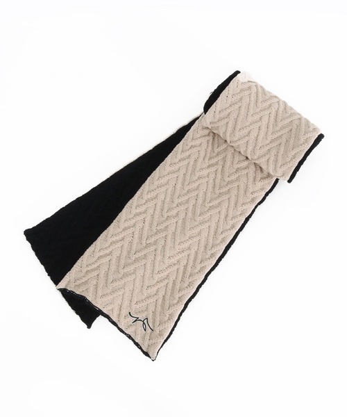 CALL&RESPONSE(コールアンドレスポンス)の「mko12157-ヘリンボーン-ニットマフラー-サイセンタク(マフラー・メンズ・ブラック×ベージュ・FREE)」の9枚目の写真