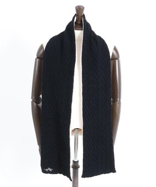 CALL&RESPONSE(コールアンドレスポンス)の「mko12157-ヘリンボーン-ニットマフラー-サイセンタク(マフラー・メンズ・ブラック×ベージュ・FREE)」の13枚目の写真