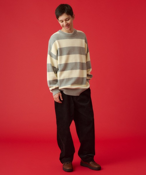 KAVU（カブー）の「KAVU/カブー Border Knit/ボーダーニット（ニット/セーター・メンズ・ブラック/ブラウン/ネイビー/グレー・LARGE/MEDIUM）」の9枚目の写真