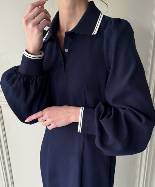 junoah（ジュノア）の「ピーチスキンポロシャツマーメイドワンピース（ワンピース・レディース・ピンクベージュ/ブラック/ネイビー・X-LARGE/LARGE/MEDIUM）」の6枚目の写真