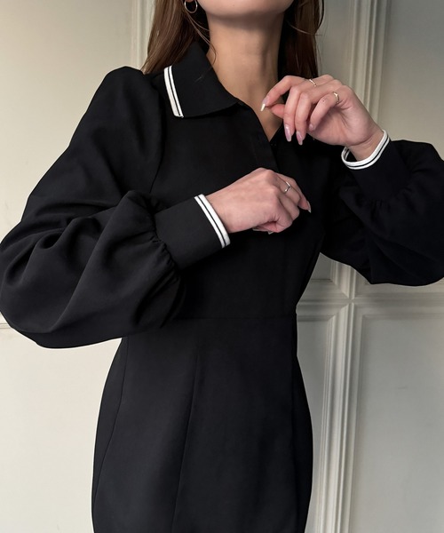 junoah（ジュノア）の「ピーチスキンポロシャツマーメイドワンピース（ワンピース・レディース・ピンクベージュ/ブラック/ネイビー・X-LARGE/LARGE/MEDIUM）」の9枚目の写真