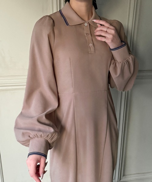 junoah（ジュノア）の「ピーチスキンポロシャツマーメイドワンピース（ワンピース・レディース・ピンクベージュ/ブラック/ネイビー・X-LARGE/LARGE/MEDIUM）」の14枚目の写真