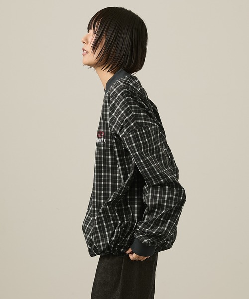 リクエスト2点 Snap club】ダブルロゴ刺繍ドロストチェックプルオーバー