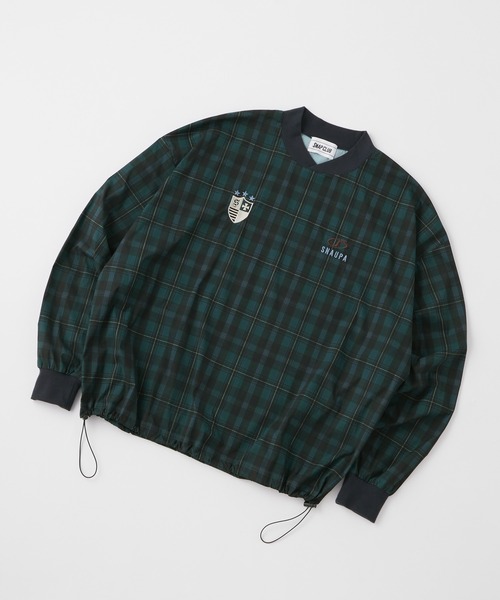 Snap club（スナップクラブ）の「【Snap club】ダブルロゴ刺繍ドロストチェックプルオーバー（スウェット・レディース・グリーン/ブラック系/ブラック・L/M）」の9枚目の写真