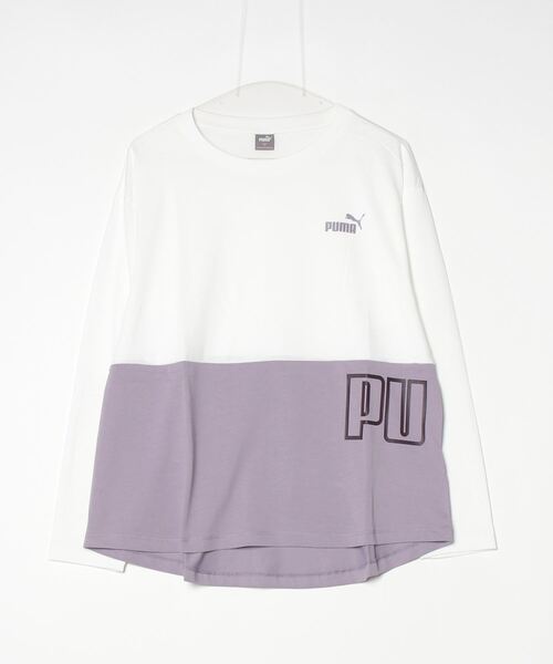 PUMA(プーマ)の「プーマ PUMA PUMA POWER MX LS Tシャツ_(Tシャツ/カットソー・レディース・ホワイト/ブラック×ホワイト・S/M/L/XL)」の1枚目の写真