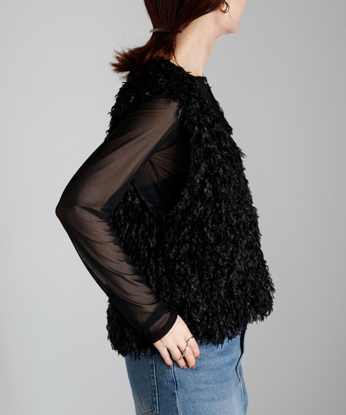 r.（アールドット）の「フリンジ　2wayベスト（ベスト・レディース・グレー/ブラック/アイボリー/ブラウン・FREE）」の19枚目の写真