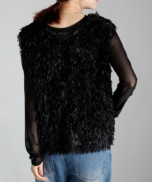 r.（アールドット）の「フリンジ　2wayベスト（ベスト・レディース・グレー/ブラック/アイボリー/ブラウン・FREE）」の18枚目の写真