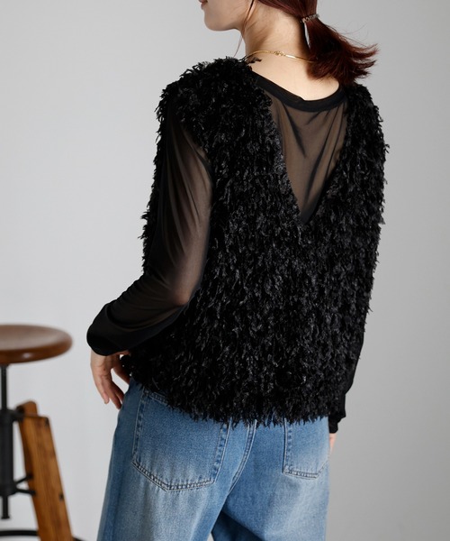 r.（アールドット）の「フリンジ　2wayベスト（ベスト・レディース・グレー/ブラック/アイボリー/ブラウン・FREE）」の15枚目の写真