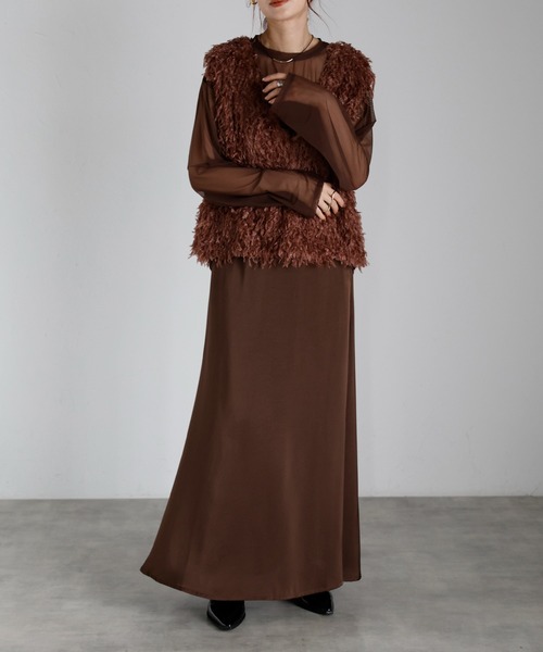 r.（アールドット）の「フリンジ　2wayベスト（ベスト・レディース・グレー/ブラック/アイボリー/ブラウン・FREE）」の8枚目の写真