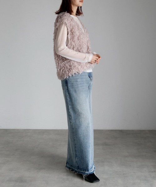 r.（アールドット）の「フリンジ　2wayベスト（ベスト・レディース・グレー/ブラック/アイボリー/ブラウン・FREE）」の22枚目の写真